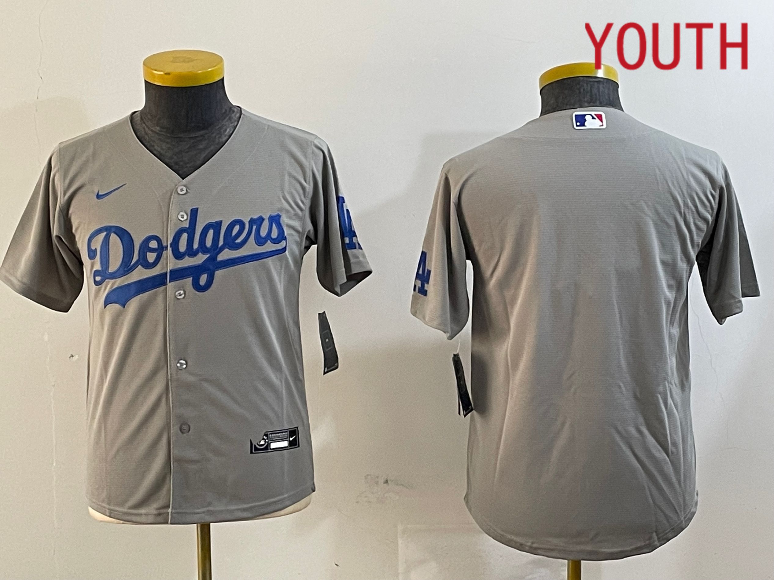 Youth Los Angeles Dodgers Blank Grey Game 2024 Nike MLB Jersey style 1216